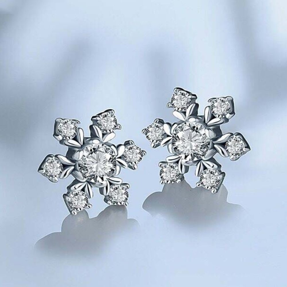 S925 sterling silver simple snowflake earrings ZBGJZB00207